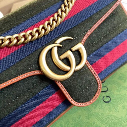 Gucci GG Marmont Small Shoulder Bag Green Brown - Image 4