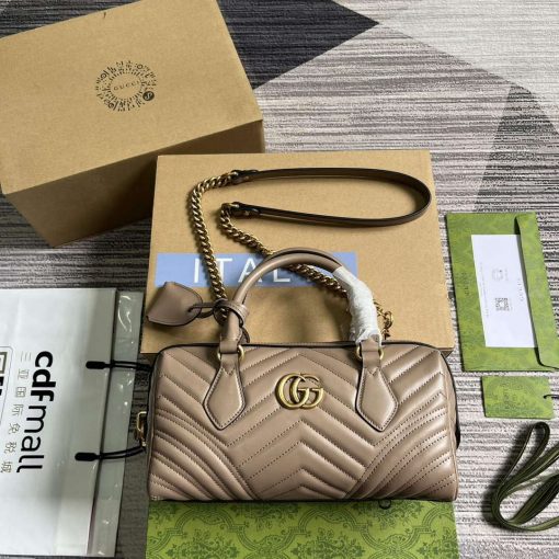 Gucci GG Marmont Small Top Handle Bag Milk Tea