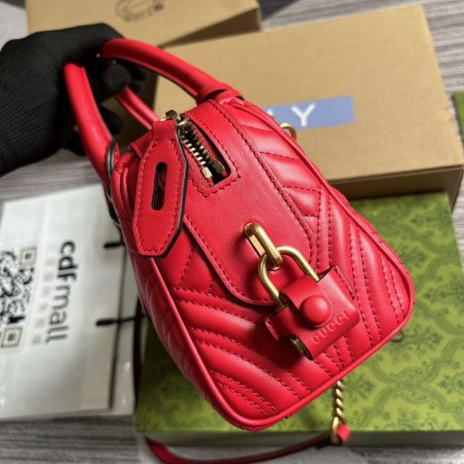 Gucci GG Marmont Small Top Handle Bag Red - Image 3