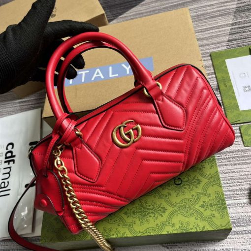 Gucci GG Marmont Small Top Handle Bag Red - Image 4