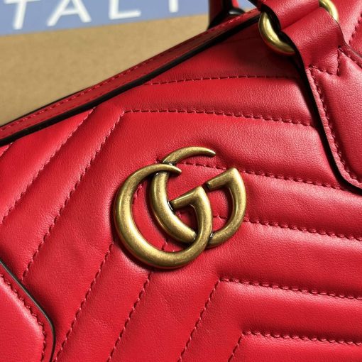 Gucci GG Marmont Small Top Handle Bag Red - Image 5