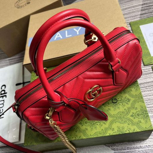 Gucci GG Marmont Small Top Handle Bag Red - Image 6