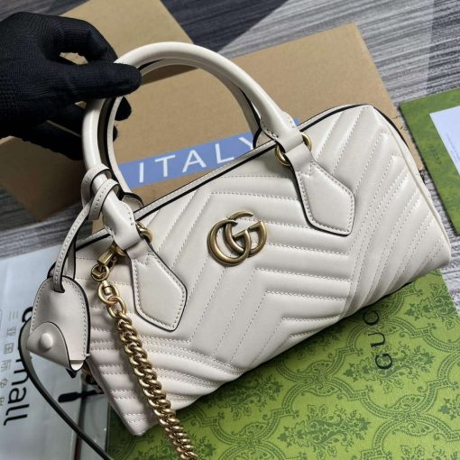 Gucci GG Marmont Small Top Handle Bag White - Image 3