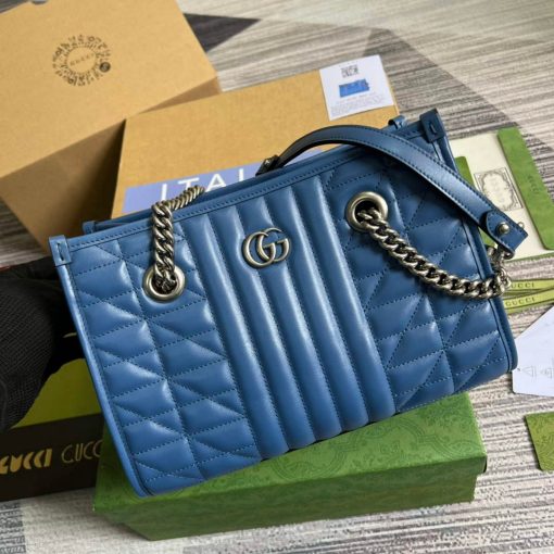 Gucci GG Marmont Small Tote Bag Blue - Image 3