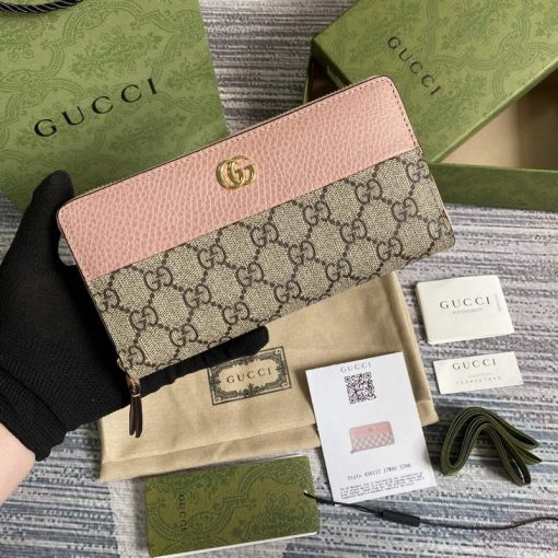 Gucci GG Marmont Zip Around Wallet Pink