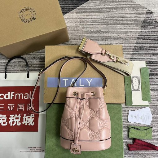 Gucci GG Matelassé Bucket Bag Light Pink