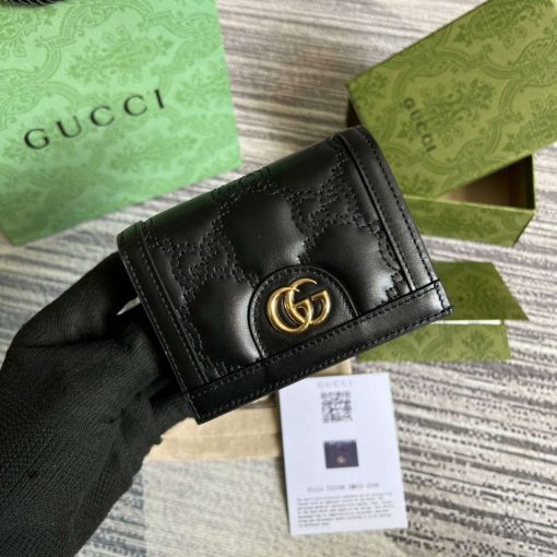 Gucci GG Matelassé Card Case Wallet Black