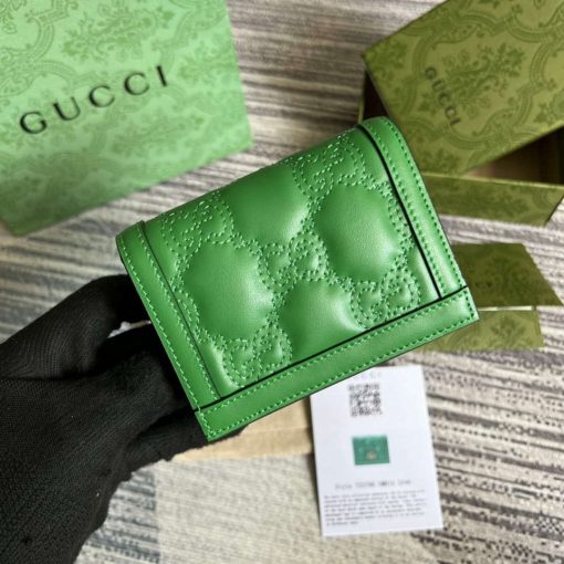 Gucci GG Matelassé Card Case Wallet Green - Image 2