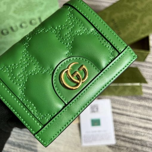 Gucci GG Matelassé Card Case Wallet Green - Image 6