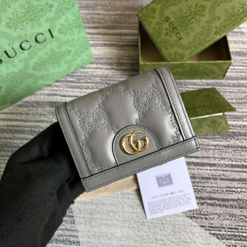 Gucci GG Matelassé Card Case Wallet Grey