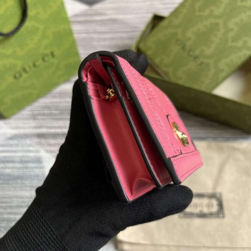 Gucci GG Matelassé Card Case Wallet Rose Pink - Image 3