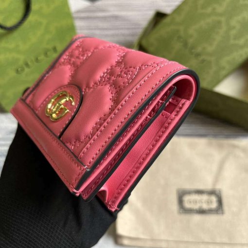 Gucci GG Matelassé Card Case Wallet Rose Pink - Image 4