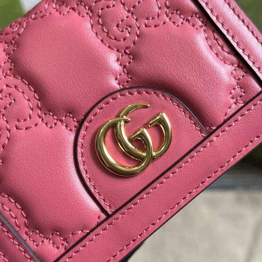 Gucci GG Matelassé Card Case Wallet Rose Pink - Image 5