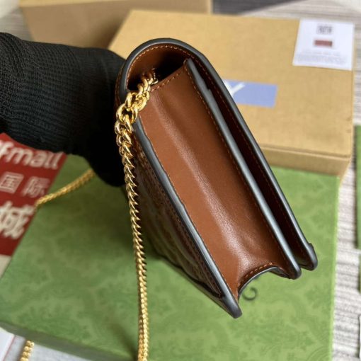 Gucci GG Matelassé Chain Wallet Brown - Image 3