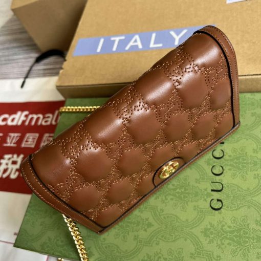 Gucci GG Matelassé Chain Wallet Brown - Image 4