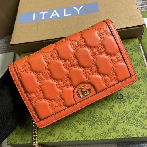 Gucci GG Matelassé Chain Wallet Orange - Image 4