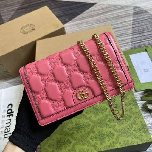 Gucci GG Matelassé Chain Wallet Rose Pink - Image 4