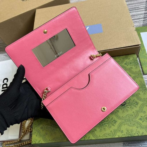 Gucci GG Matelassé Chain Wallet Rose Pink - Image 6