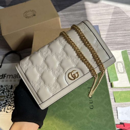 Gucci GG Matelassé Chain Wallet White - Image 5