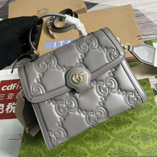 Gucci GG Matelassé Handbag Grey - Image 4