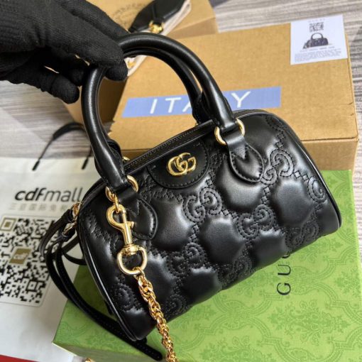 Gucci GG Matelassé Leather Top Handle Bag Black - Image 4