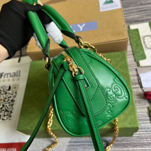 Gucci GG Matelassé Leather Top Handle Bag Bright Green - Image 3