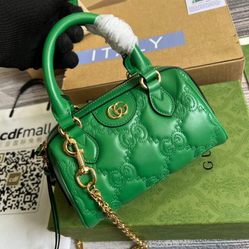 Gucci GG Matelassé Leather Top Handle Bag Bright Green - Image 4