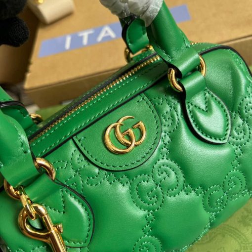 Gucci GG Matelassé Leather Top Handle Bag Bright Green - Image 5