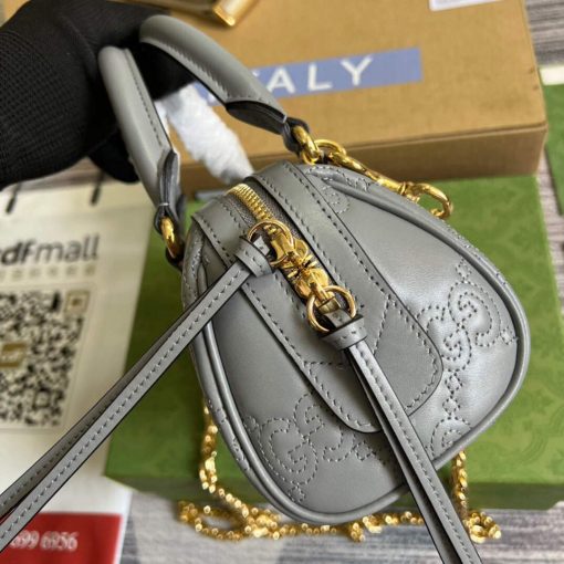 Gucci GG Matelassé Leather Top Handle Bag Dusty Grey - Image 3