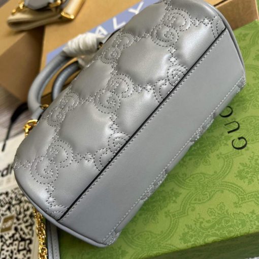 Gucci GG Matelassé Leather Top Handle Bag Dusty Grey - Image 8