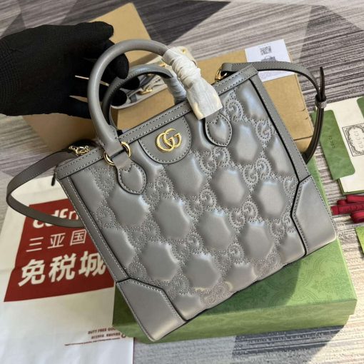 Gucci GG Matelassé Mini Top Handle Bag Grey - Image 4