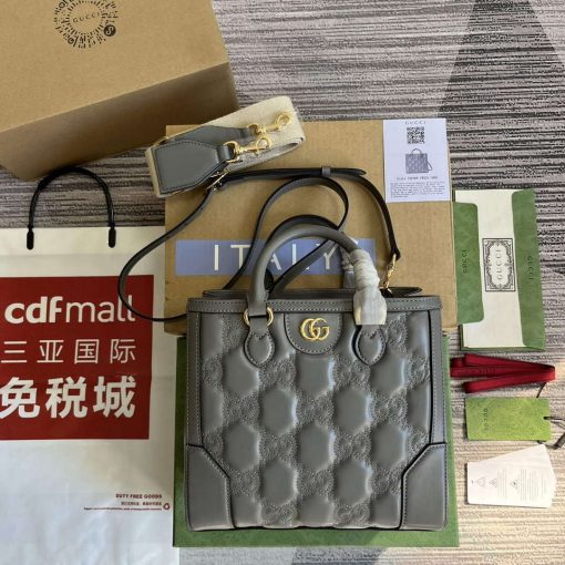 Gucci GG Matelassé Mini Top Handle Bag Grey