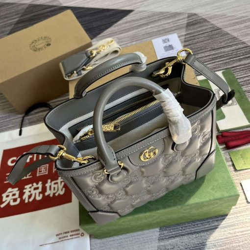 Gucci GG Matelassé Mini Top Handle Bag Grey - Image 8