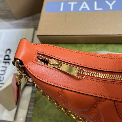 Gucci GG Matelassé Small Shoulder Bag Orange - Image 6