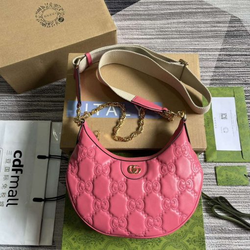 Gucci GG Matelassé Small Shoulder Bag Rose Pink