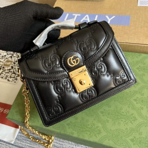 Gucci GG Matelassé Small Top Handle Bag Black