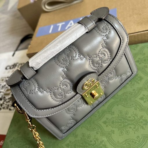 Gucci GG Matelassé Small Top Handle Bag Grey - Image 5