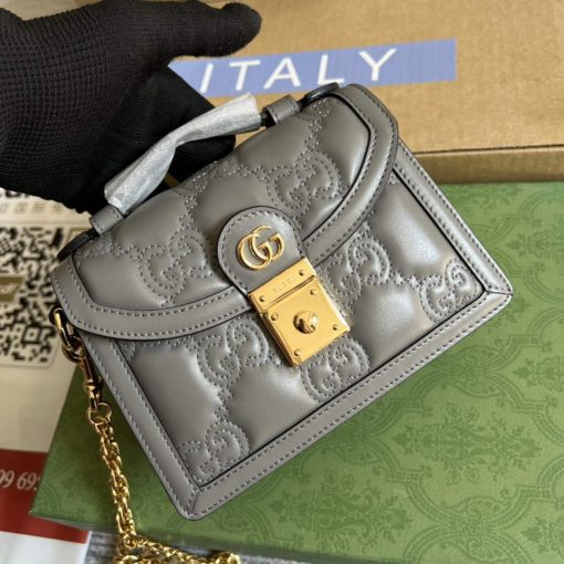 Gucci GG Matelassé Small Top Handle Bag Grey