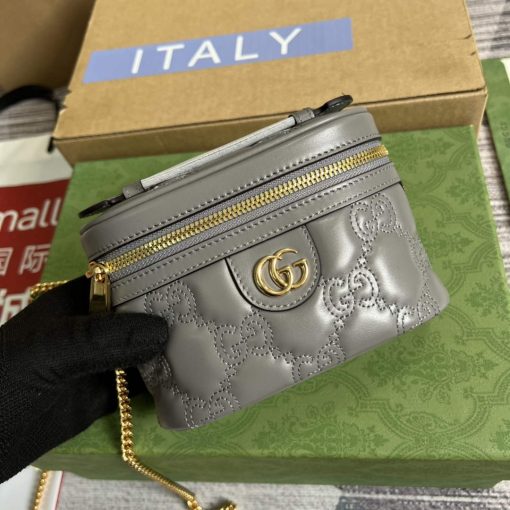 Gucci GG Matelassé Top Handle Mini Bag Grey - Image 4