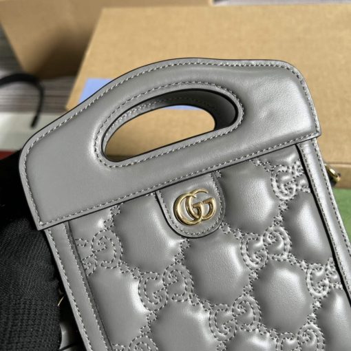 Gucci GG Matelassé Top Handle Mini Bag Grey - Image 5