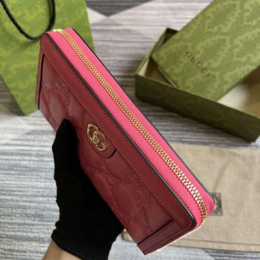 Gucci GG Matelassé Zip-around Wallet Rose Pink - Image 6