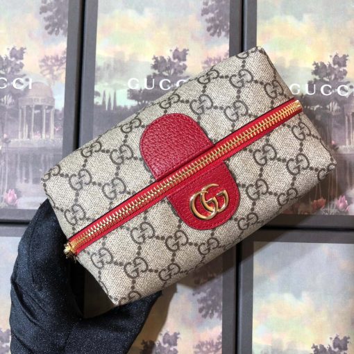 Gucci GG Ophidia GG Cosmetic Case Beige &red