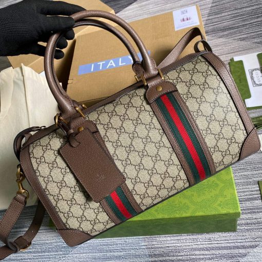 Gucci GG Small Duffel Bag With Web Brown - Image 5