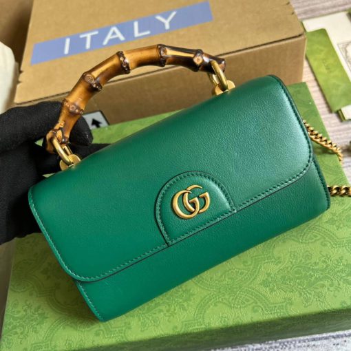 Gucci GG Small Top Handle Bag With Bamboo Green - Image 4