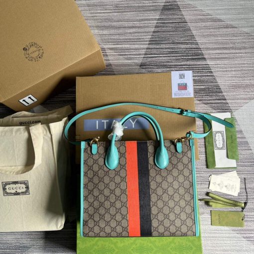 Gucci GG Small Tote Bag Blue Orange - Image 2