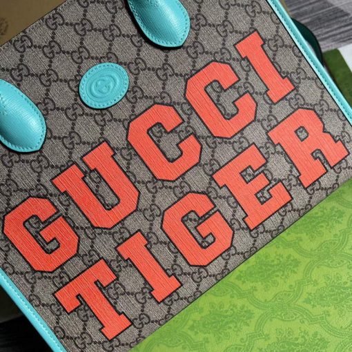Gucci GG Small Tote Bag Blue Orange - Image 6