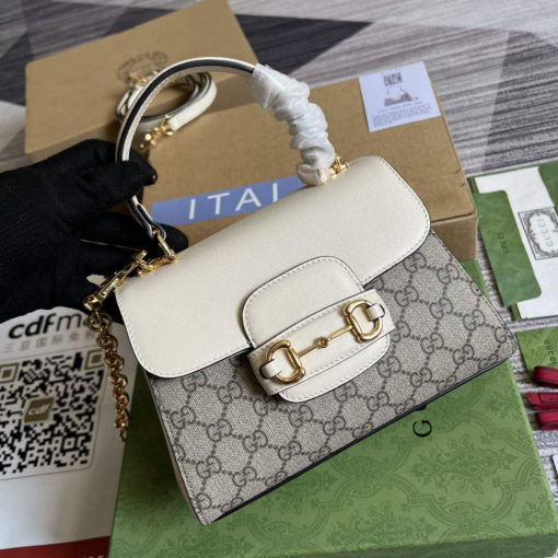 Gucci Horsebit 1955 Mini Bag Beige White