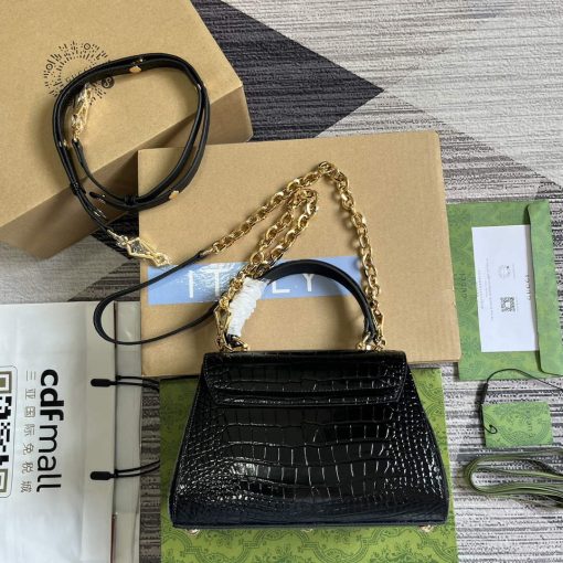 Gucci Horsebit 1955 Mini Bag Black Crocodile Leather - Image 2