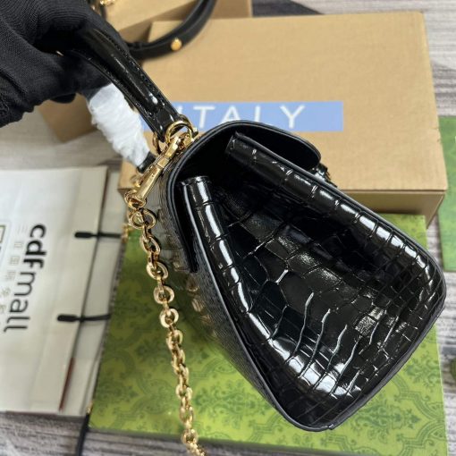 Gucci Horsebit 1955 Mini Bag Black Crocodile Leather - Image 8