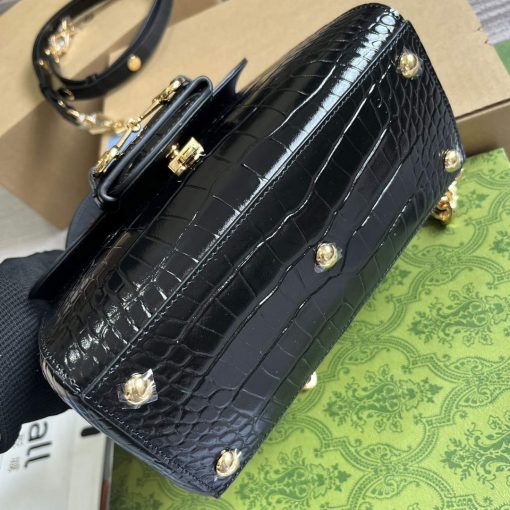 Gucci Horsebit 1955 Mini Bag Black Crocodile Leather - Image 9